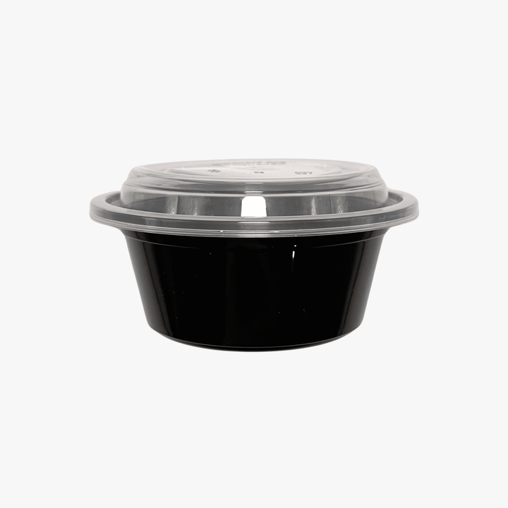 Microwave Container Round PP (340ml/12oz)Black Base/Lid