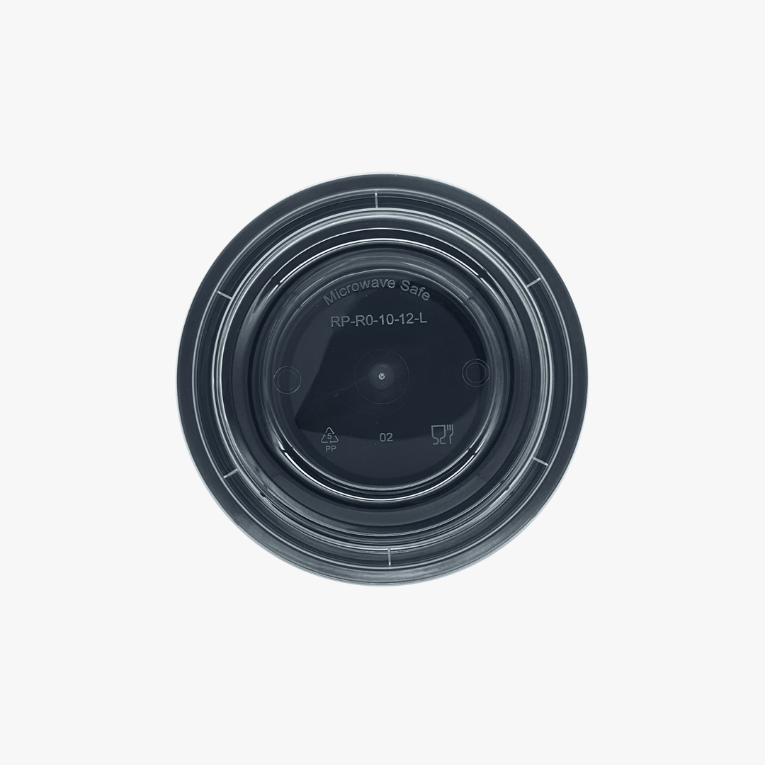 Microwave Container Round PP (340ml/12oz)Black Base/Lid