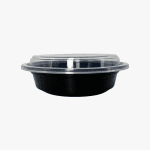 Microwave Container Round PP (456ml/16oz)Black Base/Lid