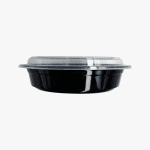 Microwave Container Round PP (681ml/24oz)Black Base/Lid