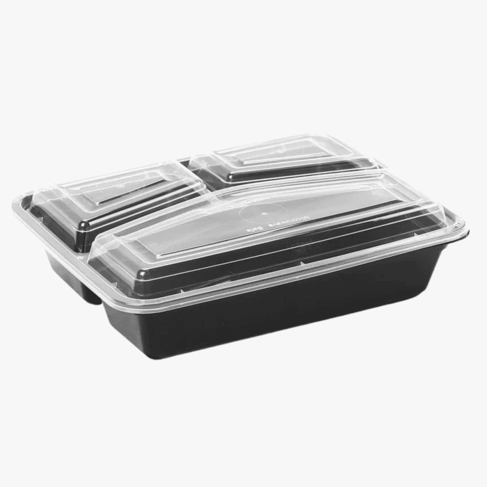 Microwave Cont Rectangle PP (1023ml/36oz)Black Base 3-Com/Lid