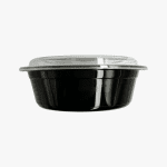 Microwave Container Round PP (909ml/32oz)Black Base/Lid