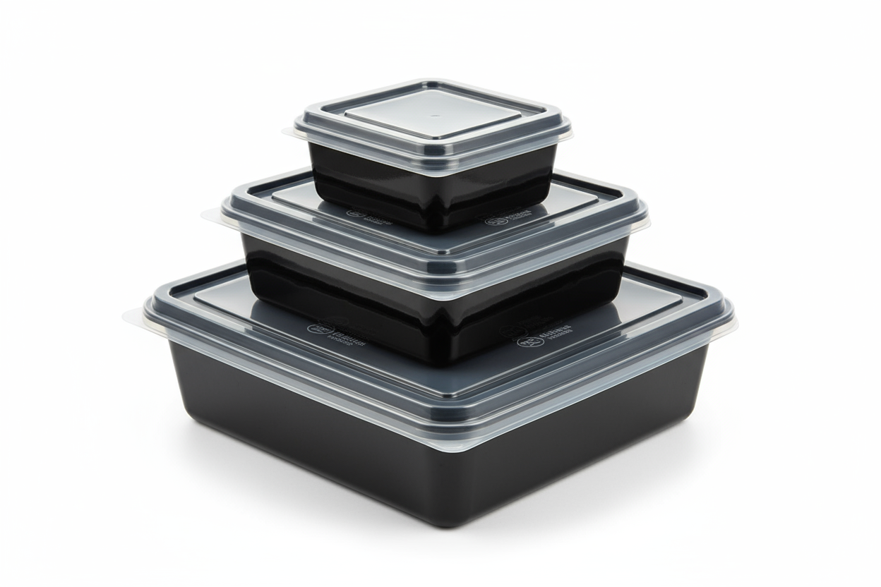 black base and clear lid microwave containers
