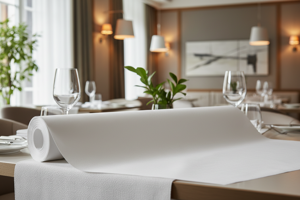 display the banqueting roll on a restaurant table