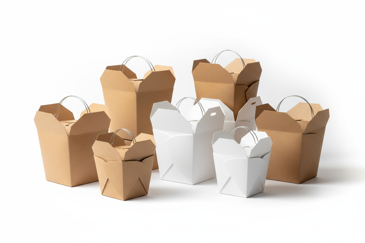 plain kraft brown and white noodle boxes 